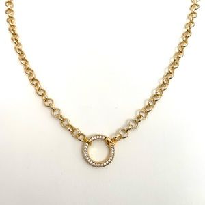 Gold Filled Rolo Belcher Chain Link Necklace CZ Char…